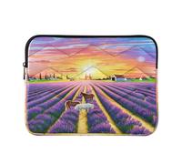 Sunset Lavender Fields Horses Computer Laptop Bag, Protective Padded Laptop Case 15 Inch for Women