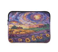 Sunset Lavender Fields Sunflowers Purple Laptop Sleeve 13-15.6 Inch Quilted Laptop Bag for Womoen Men