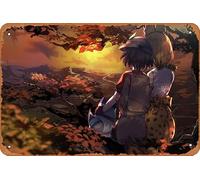 Sunset, Leaf, Tail, Hat, Animal Ears, Bow, Serval, Kemono Friends, Kaban, Lucky Beast Anime Poster Home Wall Art Decoration Retro Metal Tin Sign 8x12 inch