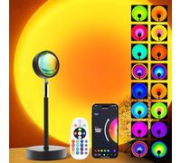Sunset LED Lamp Projector, 21 Colors Changing App & Remote Control Mood Lighting, Music Sync Ambiance Lighting, Sunset Lamp for Bedroom, Living Room, Aesthetic Room Decor, Birthday Gifts for Women