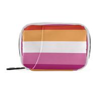 Sunset Lesbian Pride Flag LGBT Les Medication Bags with Detachable Compartments Convenient Medicine Box Organizer