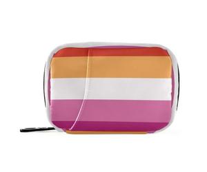 Sunset Lesbian Pride Flag LGBT Les Medication Bags with Detachable Compartments Convenient Medicine Box Organizer