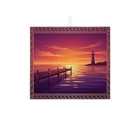 Sunset Lighthouse Dish Drying Mats for Kitchen Counter, Violet Ocean Absorbent Dish Drainer Rack Mat, Coastal Scenic Microfiber Drying Pad for Kitchen Counter Home Decor 16x18 Inch