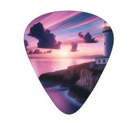 Sunset-Lighthouse-Ocean-Sea 12 Pack Guitar Picks With 3 Thicknesses And Storage Box, Abs Plectrums For Electric Bass Guitar Players