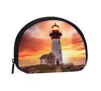 Sunset Lighthouse Portable Mini Change Storage Bag, Stylish and Compact Coin Purse, Suitable for Daily Carrying