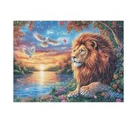 Sunset Lion 500 Pc DIY Jigsaw Puzzle Puzzles for Adults Teens Hard Challenging Team Building Stress Reducing Autumn Sturdy Wooden Cardboard 500 PCS/52×38cm