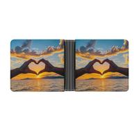 Sunset Love Leather Wallets for Men Slim Bifold Wallet Credit Card Holder Front Pocket Wallets