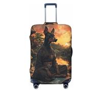 Sunset Meditating Doberman Travel Luggage Covers - Elasticity Suitcase Covers Protector for Luggage 18-32 Inch
