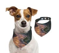 Sunset Mountain Forest Double Sided Dog Bandanas - Cotton Reversible Pet Scarf for Small Large Dogs - Unique Print Puppy Accessories