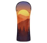 Sunset Mountain Landscape Safaris Pine Tree Forests Golf Club Head Cover Set Premium Leather Waterproof Headcover with Interchangeable No. Tags Designed to Fit All Woods and Drivers
