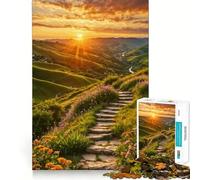 Sunset Mountain Path Jigsaw for Teenagers 1000 Pieces Logic Play Indoor Fun Accurate Edge Art Collection Piece 50x75cm