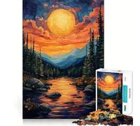 Sunset Mountain River 1000 Piece Jigsaw Puzzles for Teenagers Smart Game Bonding Time Image Assembly Fine Art Piece 38x26cm