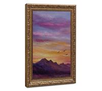Sunset Mountain View with Purple And Orange Sky Decorative Painting Canvas Poster Bedroom Decor Landscape Office Room Decor Gift 12" L X 18" W