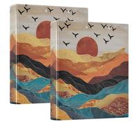 Sunset Mountains 3 Ring Binders 1.5 Inch Clear View Three Ring Binders Versatile Binder Fits 200 Sheets 2 Pack