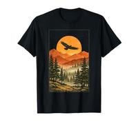 Sunset Mountains Forest Camping Nature Adventure Camper Camp T-Shirt