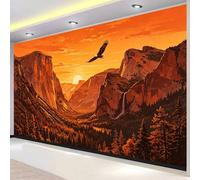 Sunset Mountains Wall Mural Wallpaper Non-Woven 3D Retro Photo Wallpaper Mural for Bedroom Living Room - Art Print Wall Decoration Poster Picture Design 416x254 cm(WxH) 1874o