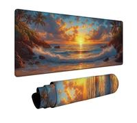 Sunset Mouse Mat 64x32in, Gaming Mouse Pad Sea View, Desk Mat with Non-Slip Rubber Base, Gaming Accessories, Mousepad with Stitched Edge, Office Accessories Keyboard Mousepad, for Office Laptop 2-7949
