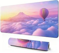 Sunset Mouse Mat XXL 600x300x3mm Gaming Mouse Pad Hot Air Balloon Desk Accessories, Extra Large Size Improve Mobility Accuracy Speed, Desk Mat with Non Slip Base and Stitched Edge for Gaming DZ-593