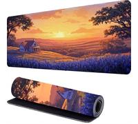 Sunset Mouse Pad 1000 x 400 x 3mm Desk Mat Wooden House Gaming Mouse Pad, Large Mousepad, Mousemat Computer Desk Mat with Non Slip Rubber Base, Water Resist Surface, for Desks, Gaming, Work r-379