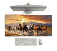 Sunset Mouse Pad 1000 x 500 x 3 mm Extended Large Mouse Mat, Keyboard Mousemat, Desk Mat Workspace Decor with Anti-Slip Base & Anti-Fray Edges, Waterproof Desk Accessories for Work (Horse) L-x5006