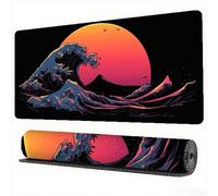 Sunset Mouse Pad 700 x 300 x 3 mm XXL Desk Mat Ocean Waves Mouse Mat, Extended Japanese Mousepad, Large Desk Pad with Non-Slip Base Stitched Edge Office Accessories for Gaming Work Laptop, Model931