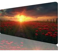 Sunset Mouse Pad,900x400x3mm Mouse Mat Flower Field Desk Mat Large,Soft Smooth Surface with Anti-Slip Rubber Base Mousepad Waterproof,Durable,Extended Length Desk Pad for Christmas Decorations N1-1147