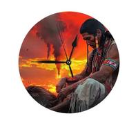Sunset Native American Home Decorative Wall Clock, 10 Inch Silent Wall Clock Battery Operated For Bedroom Kitchen Living Room Office