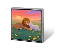 Sunset Nature Lamb And Lion Square Lapel Pins Backpack Pin Cute Brooch Decoration Brooches for Women Men Fashion Button Badges for Hat Backpacks Purses Jackets Shirt Suit