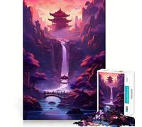 Sunset Neon Waterfall Teenagers 1000 Piece Jigsaw Puzzle Think Smart Toy Bonding Time Smooth Cut Santa Wish List (38x26cm)