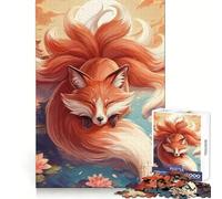 Sunset Nine Tailed Fox 1000 Piece Jigsaws for Adults Puzzle Intellect Toy Relaxing Fun Quality Cut Fine Art Piece (38x52cm)