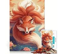Sunset Nine Tailed Fox 1000 Teenager Pieces Jigsaw Puzzle Mind Exercise Toy Bonding Time Precision Cut Art Collection Piece (50x75cm)