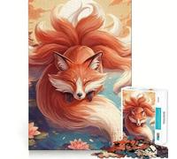Sunset Nine Tailed Fox Jigsaw Puzzle 1000 Piece for Adults Strong Logic Toy Anxiety Relief Clear Edge Festival Gift (38x26cm)