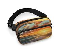 Sunset Ocean Beach Fanny Pack with Multiple Pockets, Personalized Waist Bag with Zipper, Multifunctional Bum Bags for Travel, Belt Bag with Adjustable Strap, Crossbody Bags