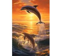 Sunset Ocean Dolphin 1314 Piece Jigsaw Puzzles for Adults, Challenging and Brainteasing, Difficult Puzzles, Puzzle 1314 Pieces