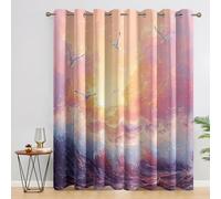 Sunset Ocean Wave Curtains 90x108 Inch 2 Panels, 95% Blackout, Natural Landscape Curtains for Bedroom, Living Room, Home Decor, Thermal Insulated Eyelet Window Drapes QCN255