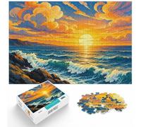 Sunset Ocean Waves Adult Jigsaw Puzzle 1000pcs (70x50cm) Challenge | For puzzle time at home: Adult jigsaw puzzle with 1000 pieces; when a calm, focused hobby suits the moment.