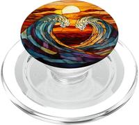 Sunset Ocean Waves Forming Heart Scene PopSockets PopGrip for MagSafe