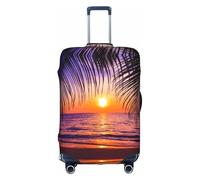 Sunset Ocean with Tropical Palm Trees Twilight Scenery Luggage Cover Suitcase Trolley Case Protector Elastic Washable Anti Scratch Fit 18-32 Inch