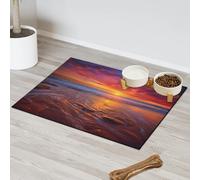 Sunset Oceans Beach Pet Feeding Mat for Cat Dog Water Bowl Food Mats Pet Feeding Mats Absorbent Nti-Slip Contain Spills Protects Floors Placemat 30.4 x 50.8 cm