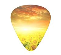 Sunset Of A Sunflower Field Guitar Picks 12 Pcs Classical Triangle Guitar Plectrums Includes Thin, Medium & Heavy Gauges 3 Sizes for Bass Electric Acoustic Guitars Ukulele with Organizer Storage Box