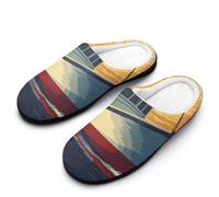 Sunset of A Yacht Breathable Slippers Women Slip On Winter Warm House Slippers Shoes Bedroom 9-10（40-41）