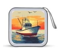 Sunset of A Yacht Portable CD Case Holder 48 Capacity Travel DVD Storage Boxs Wallet Bag