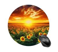 Sunset of Sunflower Field Gaming Mouse Pad Funny Mousepad with Non-Slip Rubber Base Cute Mouse Pads for Desk for Women Small Portable Mouse Mat for Laptop Mini Computer Mousepads 7.8x7.8 Inches