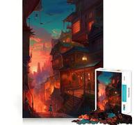 Sunset on A Fantasy Town Teenagers 1000 Piece Jigsaw Puzzle Think Smart Toy Bonding Time Smooth Cut Santa Wish List (38x26cm)