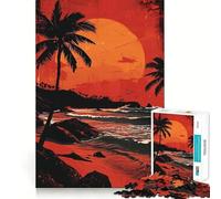 Sunset on Bali Beach Jigsaw Puzzle 1000 Piece for Adults Strong Logic Toy Anxiety Relief Clear Edge Festival Gift (38x26cm)