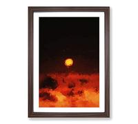 Sunset on Fire in Abstract Framed Print | A2 Walnut Framed Wall Art | Ready to Hang | Abstract Landscape Picture | Living Room Bedroom Lounge Office
