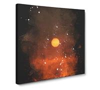 Sunset on Fire Paint Splash Canvas Print | Gallery Wrapped 30mm Frame Wall Art | 14x14 inches | Ready to Hang | Modern Landscape Picture | Living Room Bedroom Lounge Office
