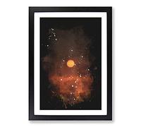 Sunset on Fire Paint Splash Framed Print | A2 Black Framed Wall Art | Ready to Hang | Modern Landscape Picture | Living Room Bedroom Lounge Office