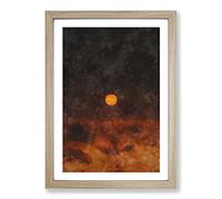Sunset on Fire Painting Framed Print | A2 Oak Framed Wall Art | Ready to Hang | Modern Landscape Picture | Living Room Bedroom Lounge Office