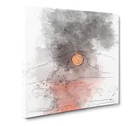 Sunset on Fire Sketch Canvas Print | Gallery Wrapped 30mm Frame Wall Art | 14x14 inches | Ready to Hang | Modern Landscape Picture | Living Room Bedroom Lounge Office
